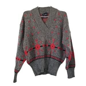 Vintage Demetre Ski V-neck Sweater size Large